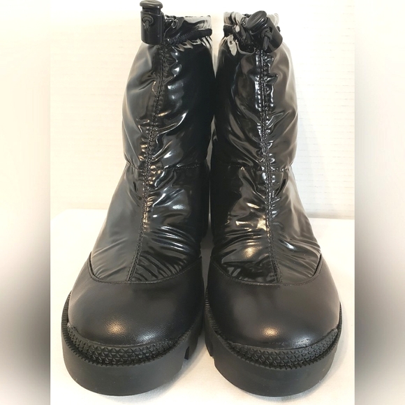 Schutz Joseane Boots in Shiny Black Nylon Size 7B - Picture 2 of 15